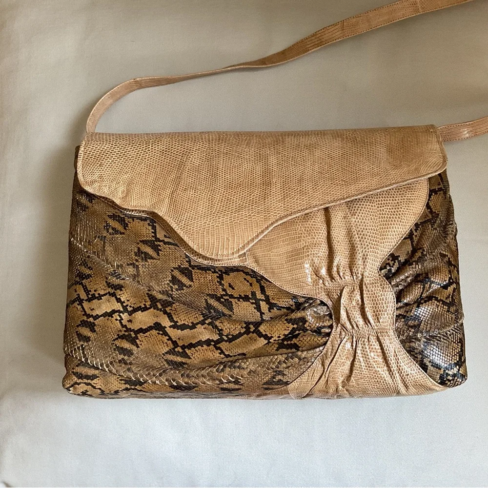 W.A. Thompson & Co Snake Skin Shoulder Bag Convertible Clutch LARGE RARE VINTAGE